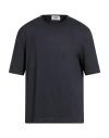 Alpha Studio Man T-shirt Midnight Blue Size 48 Linen, Elastane