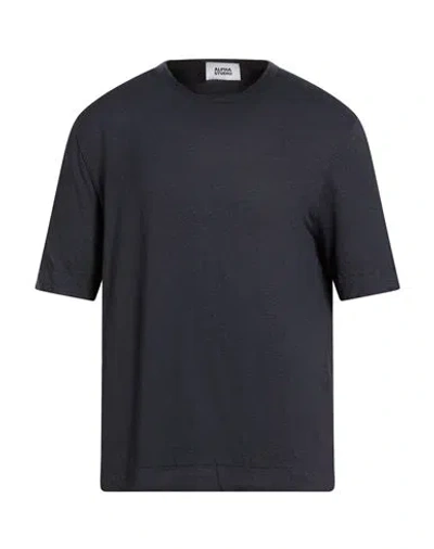 Alpha Studio Man T-shirt Midnight Blue Size 48 Linen, Elastane
