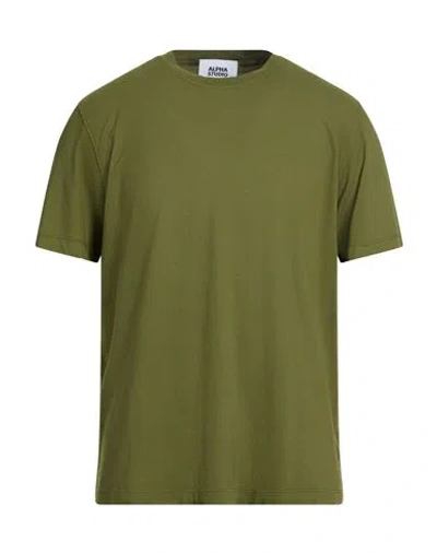 Alpha Studio Man T-shirt Military Green Size 48 Cotton, Elastane