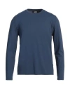 Alpha Studio Man T-shirt Navy Size 40 Cotton, Elastane In Navy Blue