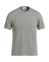 Alpha Studio Man T-shirt Sage Green Size 40 Linen, Elastane In Gold