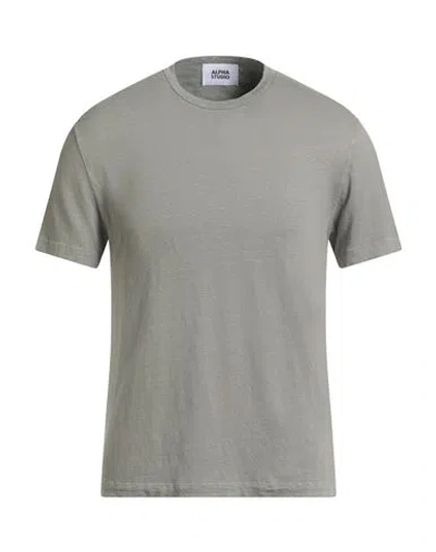 Alpha Studio Man T-shirt Sage Green Size 40 Linen, Elastane