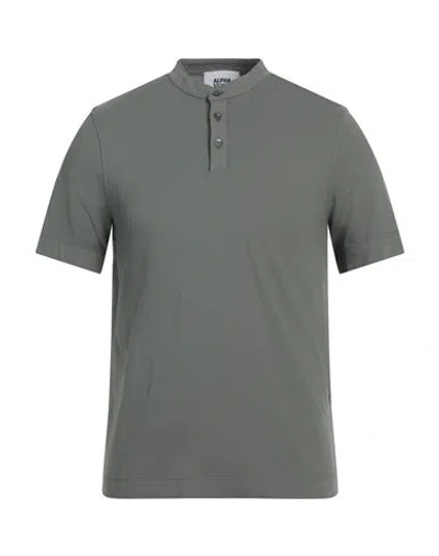 Alpha Studio Man T-shirt Sage Green Size 42 Cotton, Elastane