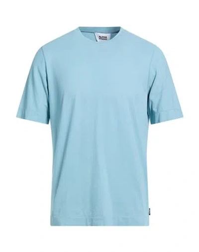 Alpha Studio Man T-shirt Sky Blue Size 42 Cotton, Elastane