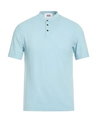 Alpha Studio Man T-shirt Sky Blue Size 46 Cotton, Elastane