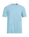 Alpha Studio Man T-shirt Sky Blue Size 48 Cotton, Elastane In Blue