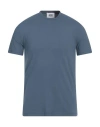Alpha Studio Man T-shirt Slate Blue Size 44 Cotton, Elastane