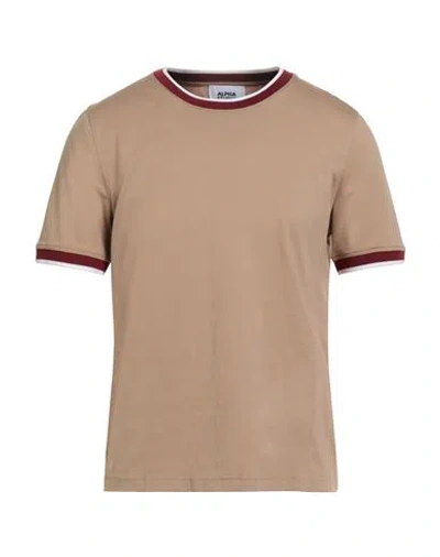 Alpha Studio Man T-shirt Taupe Size 42 Cotton, Elastane In Gray