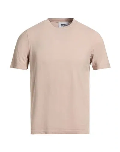 Alpha Studio Man T-shirt Taupe Size 48 Cotton, Elastane In Brown