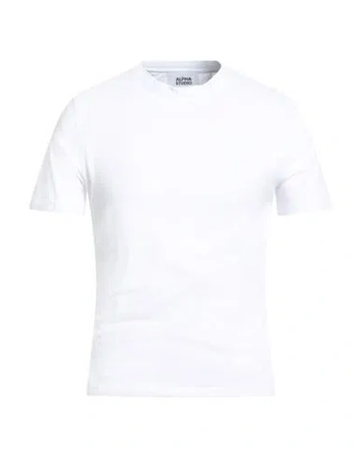 Alpha Studio Man T-shirt White Size 44 Cotton, Elastane