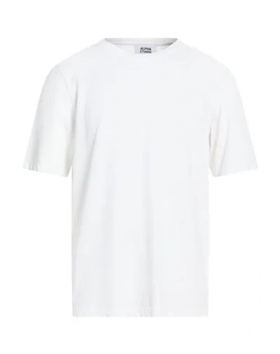 Alpha Studio Man T-shirt White Size 46 Cotton, Elastane