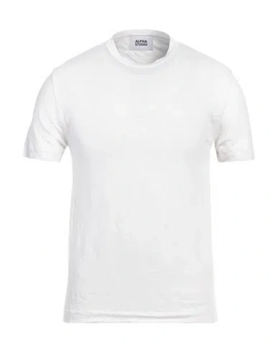 Alpha Studio Man T-shirt White Size 44 Linen, Elastane