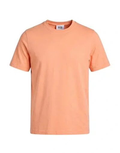 Alpha Studio Man T-shirt Apricot Size 36 Cotton, Elastane In Orange