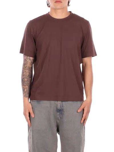 Alpha Studio Man T-shirt Au5331c 1009 T-shirt Relaxed Fit Chocolate In Burgundy