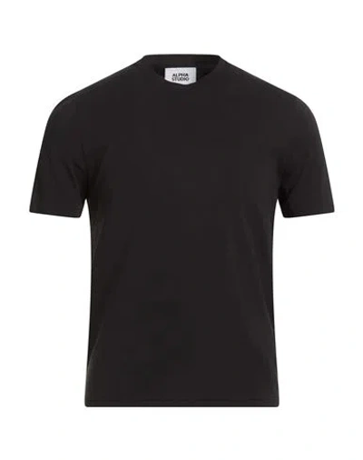 Alpha Studio Man T-shirt Black Size 38 Cotton, Elastane