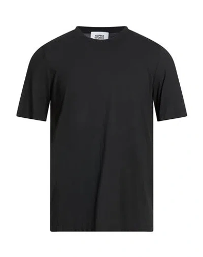Alpha Studio Man T-shirt Black Size 40 Cotton, Elastane