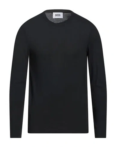 Alpha Studio Man T-shirt Black Size 46 Cotton, Elastane