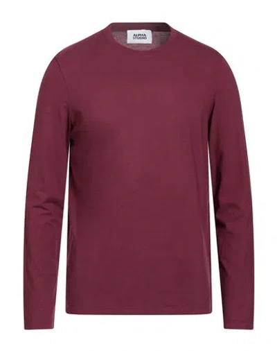 Alpha Studio Man T-shirt Burgundy Size 44 Cotton, Elastane In Red