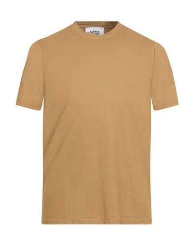 Alpha Studio Man T-shirt Camel Size 42 Cotton, Elastane In Sand