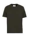 Alpha Studio Man T-shirt Dark Green Size 42 Cotton, Elastane In Black
