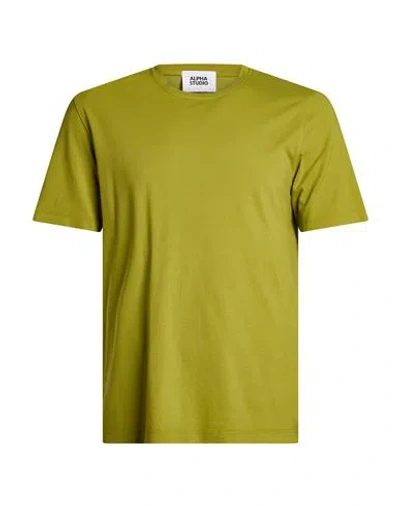 Alpha Studio Man T-shirt Lime Green Size 38 Cotton, Elastane