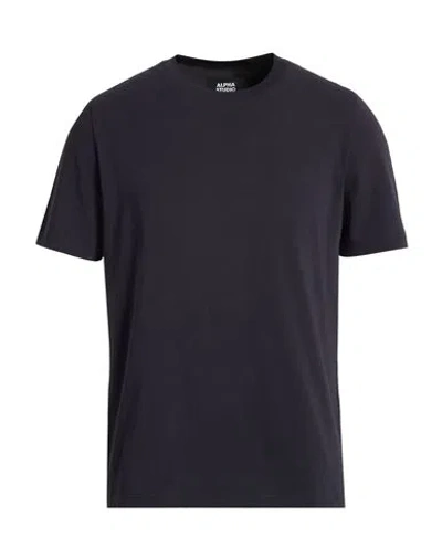 Alpha Studio Man T-shirt Midnight Blue Size 40 Cotton, Elastane