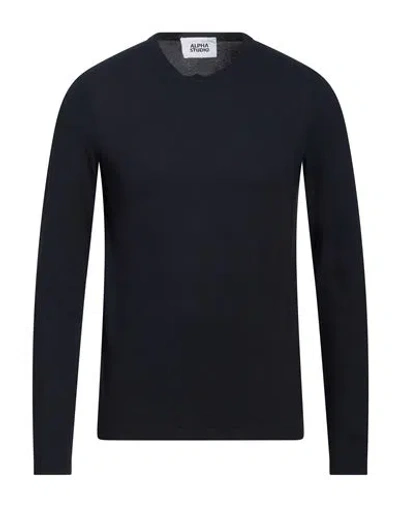Alpha Studio Man T-shirt Midnight Blue Size 44 Cotton, Elastane