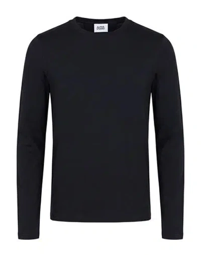 Alpha Studio Man T-shirt Midnight Blue Size 48 Cotton, Elastane