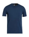 Alpha Studio Man T-shirt Navy Size 40 Cotton, Elastane In Blue