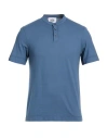 Alpha Studio Man T-shirt Slate Blue Size 38 Cotton, Elastane