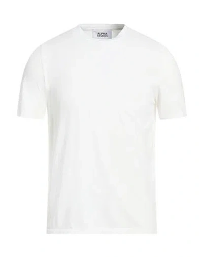 Alpha Studio Man T-shirt White Size 40 Cotton, Elastane