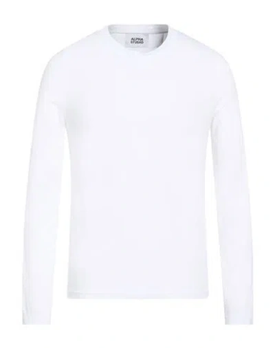 Alpha Studio Man T-shirt White Size 46 Cotton, Elastane