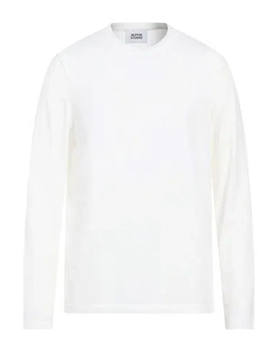 Alpha Studio Man T-shirt White Size 46 Cotton, Elastane