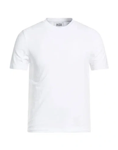 Alpha Studio Man T-shirt White Size 50 Cotton, Elastane