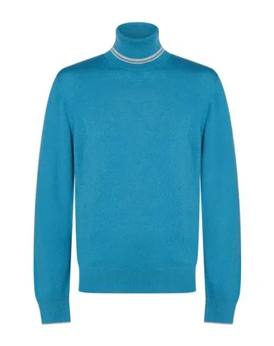 Alpha Studio Man Turtleneck Azure Size 40 Wool In Blue