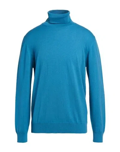 Alpha Studio Man Turtleneck Azure Size 44 Geelong Wool In Blue