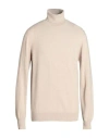 Alpha Studio Man Turtleneck Beige Size 36 Geelong Wool