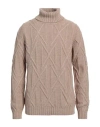 Alpha Studio Man Turtleneck Beige Size 42 Wool, Alpaca Wool, Polyamide