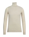 Alpha Studio Man Turtleneck Beige Size 44 Merino Wool In Beige