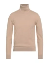 Alpha Studio Man Turtleneck Beige Size 46 Merino Wool In Neutral