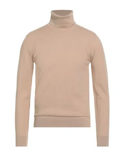 Alpha Studio Man Turtleneck Beige Size 46 Merino Wool In Neutral