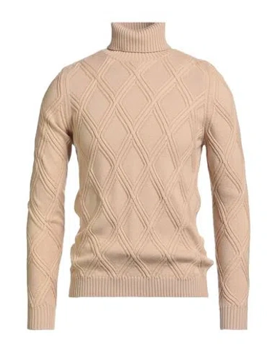 Alpha Studio Man Turtleneck Beige Size 46 Merino Wool In Neutral
