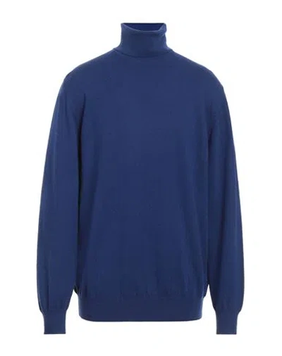 Alpha Studio Man Turtleneck Bright Blue Size 46 Geelong Wool In Blue