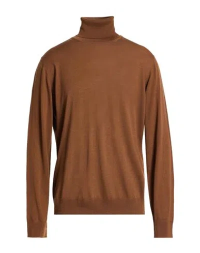 Alpha Studio Man Turtleneck Brown Size 42 Merino Wool In Multi