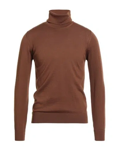 Alpha Studio Man Turtleneck Brown Size 44 Merino Wool