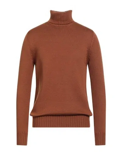 Alpha Studio Man Turtleneck Brown Size 44 Merino Wool