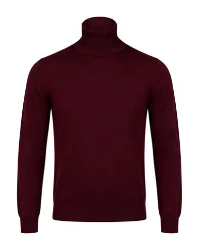 Alpha Studio Man Turtleneck Burgundy Size 36 Merino Wool In Red