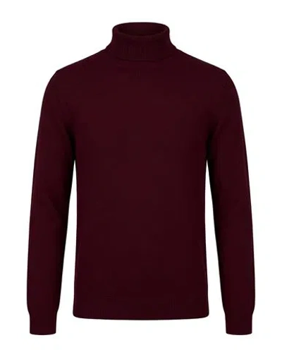 Alpha Studio Man Turtleneck Burgundy Size 44 Merino Wool In Red