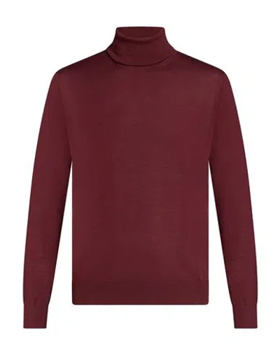 Alpha Studio Man Turtleneck Burgundy Size 46 Merino Wool In Red