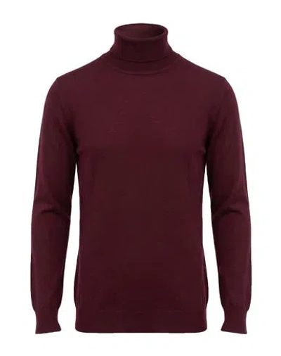 Alpha Studio Man Turtleneck Burgundy Size 46 Merino Wool In Brown